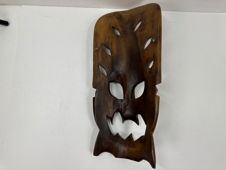 Vintage Philippine Hand-Carved Wooden Bakunawa (Sea Serpent) Dragon Mask 7.75'W x 19'H [Photo 6]