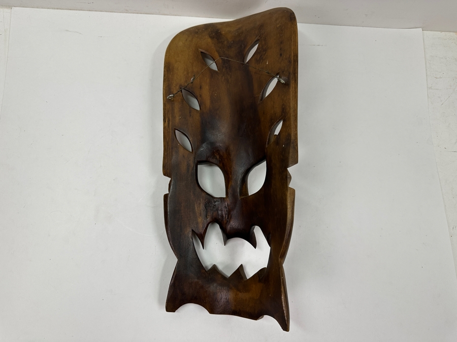 Vintage Philippine Hand-Carved Wooden Bakunawa (Sea Serpent) Dragon Mask 7.75'W x 19'H [Photo 5]