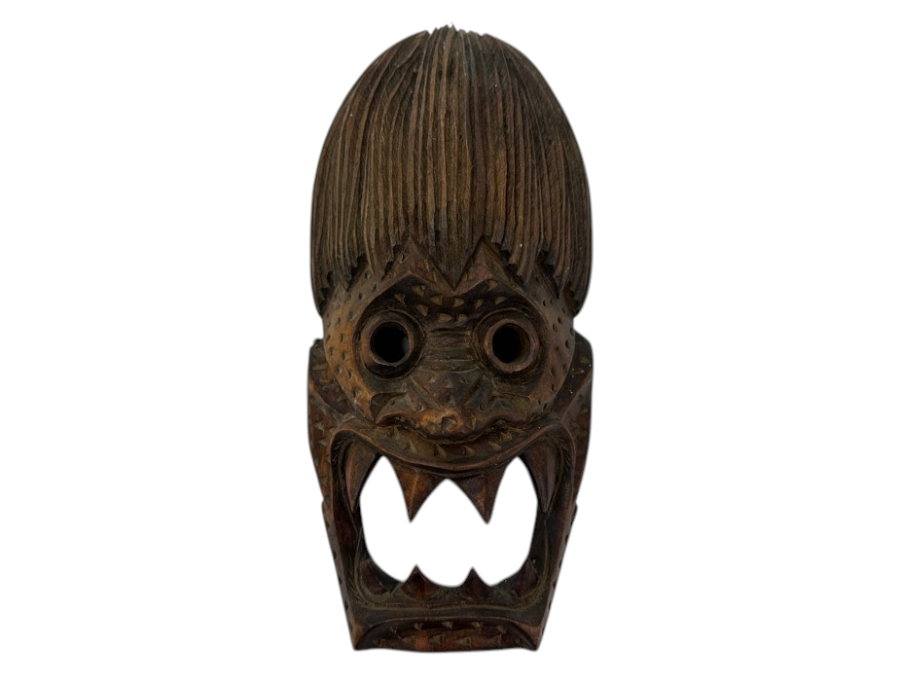 Vintage Philippine Hand-Carved Wooden Bakunawa (Sea Serpent) Dragon Mask 6.5'W x 13'H