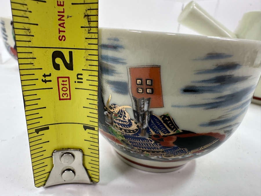 Japanese Black War Horse Ceramic Teapot Set With 5 Cups Featuring Samurai Artwork [Photo 10]