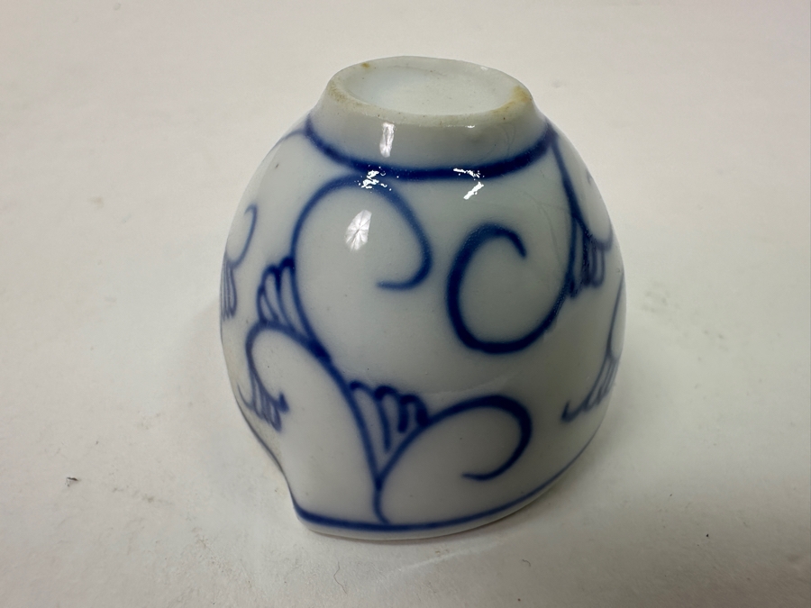 Vintage Chinese Miniature Porcelain Tea Set With Blue And White Floral Design, Guangxu Mark [Photo 14]