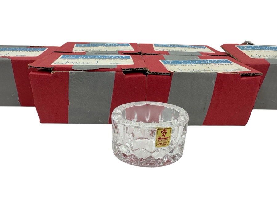 Set of (6) Nachtmann Bleikristall Crystal Salt Dishes King Edward Pattern