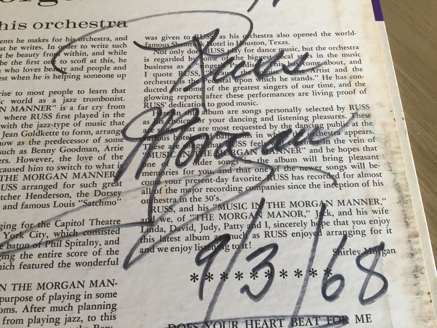 Russ Morgan - Music In The Morgan Manner - The Dunes Hotel - Las Vegas, NV - SIGNED [Photo 3]