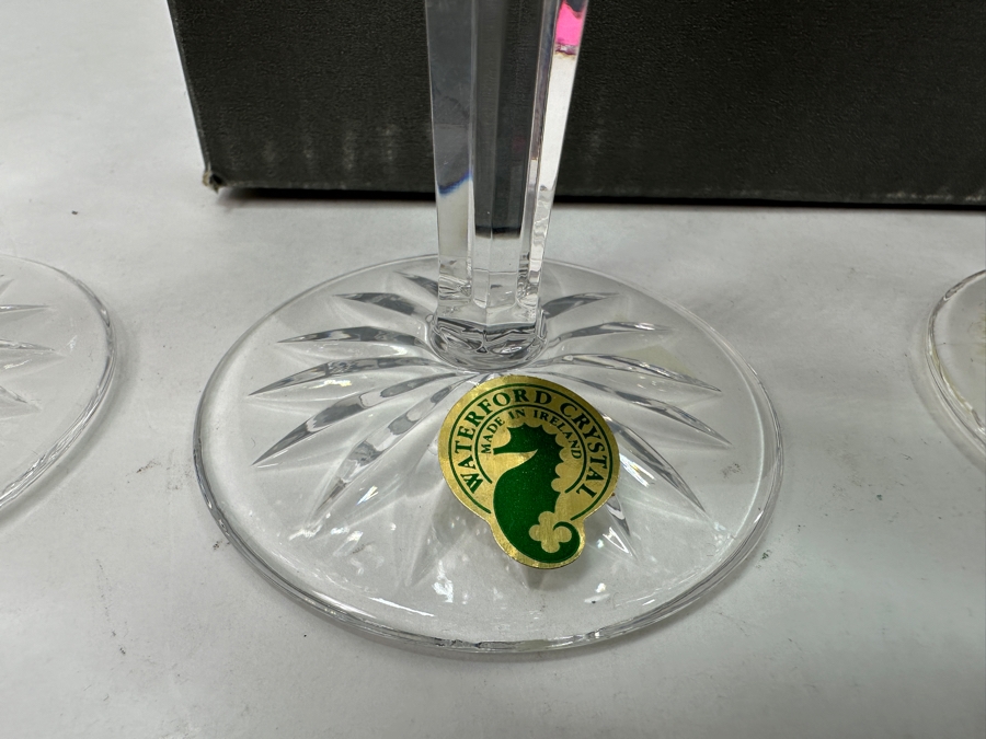 New Set of (4) Waterford Crystal Lismore Champagne Flutes with Original Box 7.25'H [Photo 4]