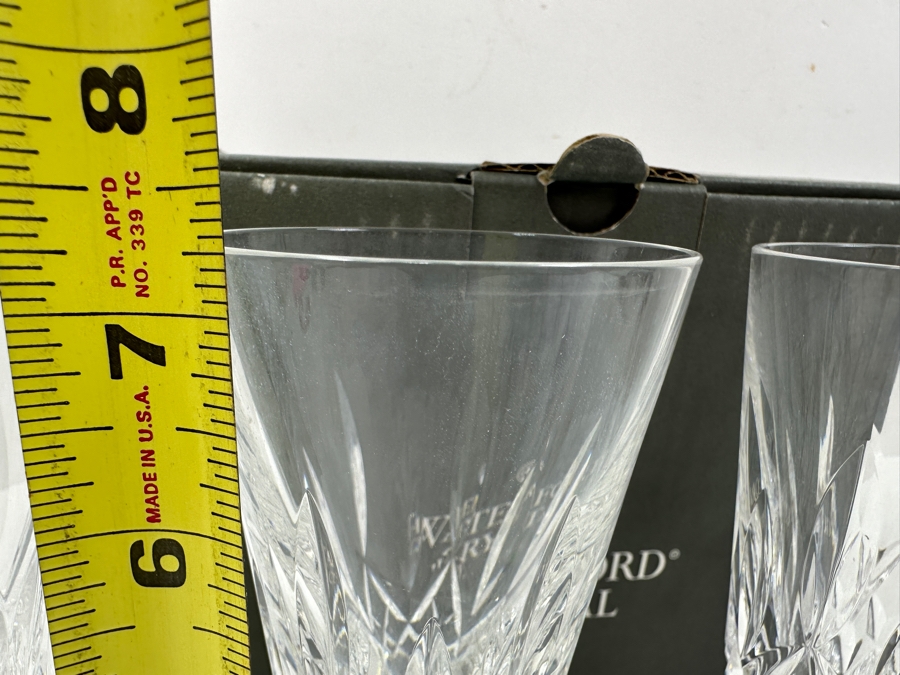 New Set of (4) Waterford Crystal Lismore Champagne Flutes with Original Box 7.25'H [Photo 5]