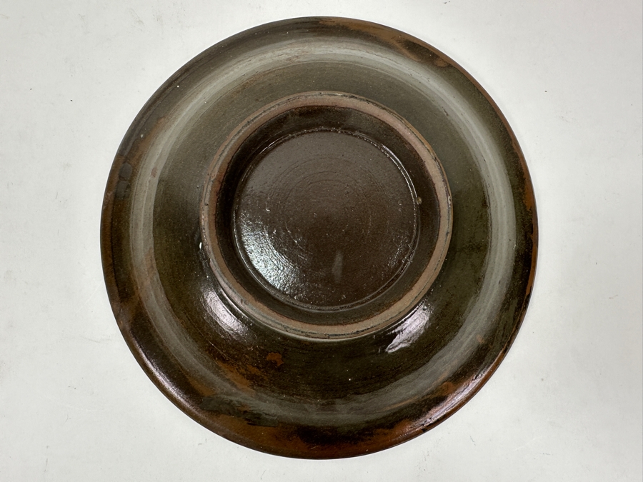 Hand-Painted Ceramic Bowl With Blue Floral Design 11'W x 2.5'H [Photo 5]