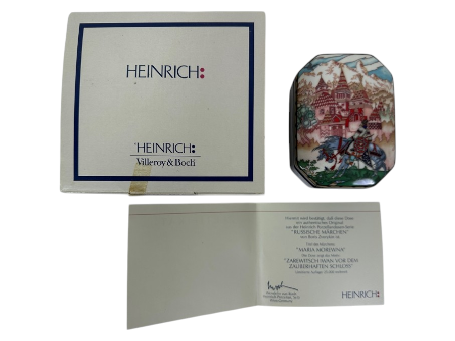 Heinrich Porcelain Box Featuring Maria Morevna Of The Enchanted Castle Design By Villeroy & Boch Limited Edition With Original Box 5'W x 3.75'D [Photo 2]