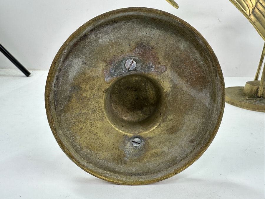 Pair Of Mid-Century Modern Solid Brass Crane Figurines 17.5'H and 12'H [Photo 7]