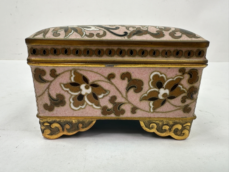 Cloisonné Smoking Set with Cigarette Box (6'W x 4'D x 2.5'H), (2) Ashtrays and Dragon Tray (15.5' x 7.5') [Photo 14]