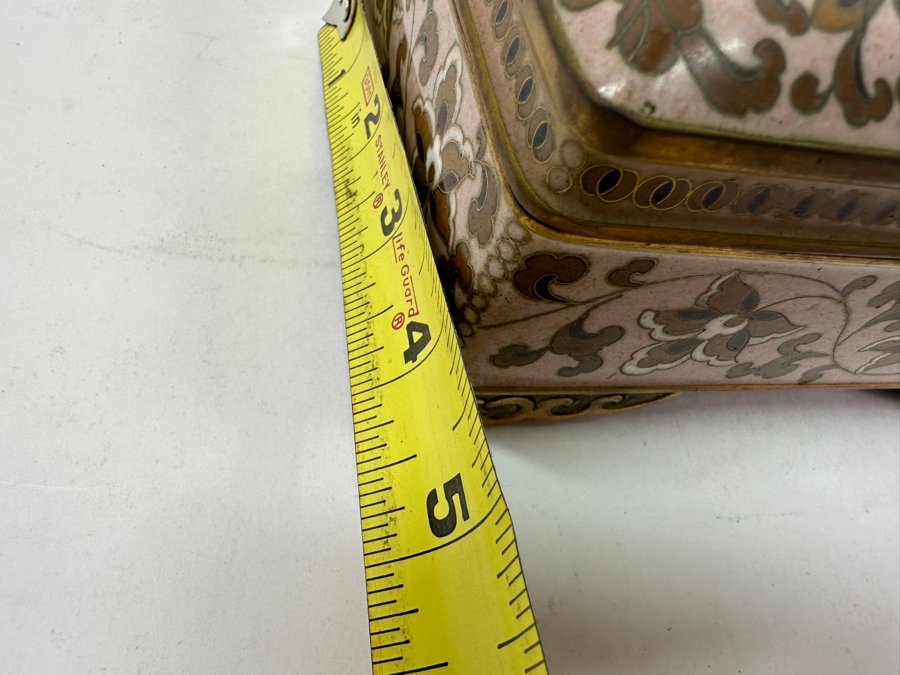 Cloisonné Smoking Set with Cigarette Box (6'W x 4'D x 2.5'H), (2) Ashtrays and Dragon Tray (15.5' x 7.5') [Photo 19]