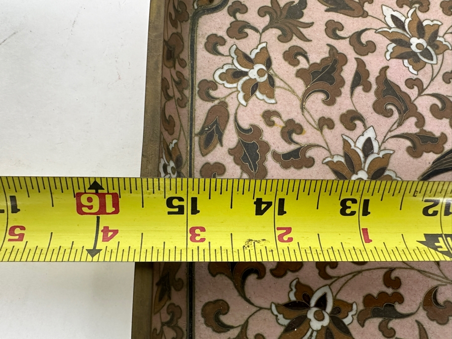 Cloisonné Smoking Set with Cigarette Box (6'W x 4'D x 2.5'H), (2) Ashtrays and Dragon Tray (15.5' x 7.5') [Photo 10]