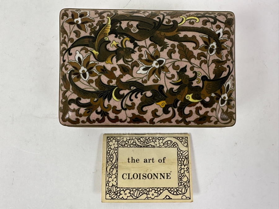 Cloisonné Smoking Set with Cigarette Box (6'W x 4'D x 2.5'H), (2) Ashtrays and Dragon Tray (15.5' x 7.5') [Photo 12]