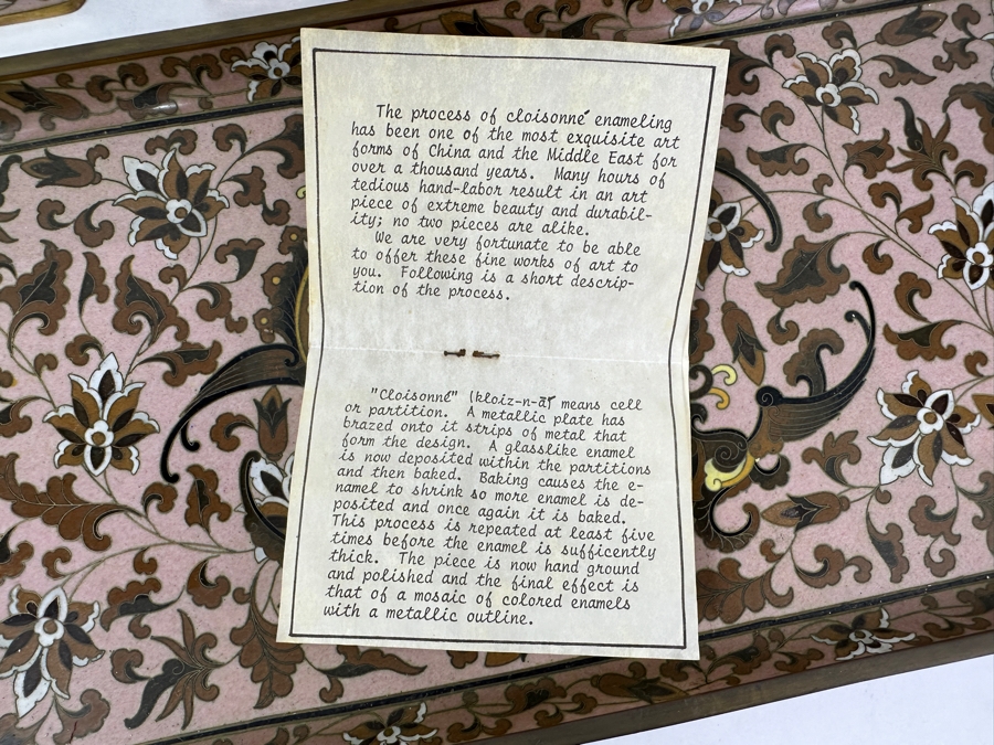 Cloisonné Smoking Set with Cigarette Box (6'W x 4'D x 2.5'H), (2) Ashtrays and Dragon Tray (15.5' x 7.5') [Photo 9]