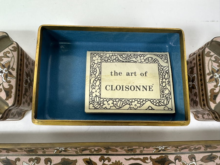 Cloisonné Smoking Set with Cigarette Box (6'W x 4'D x 2.5'H), (2) Ashtrays and Dragon Tray (15.5' x 7.5') [Photo 7]