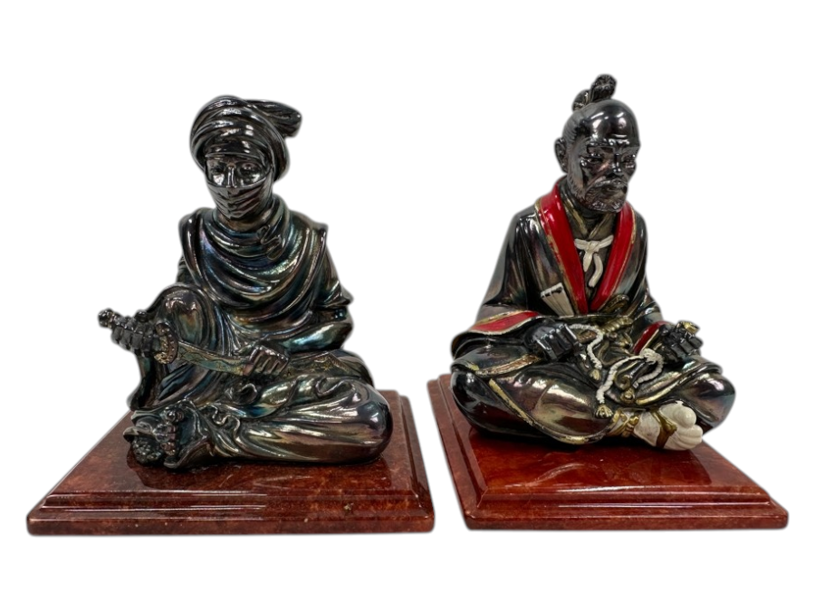 Rare Giannelli Figures of Warrior and Merchant One Marked .925 Circa 1988 and 1990 5'H