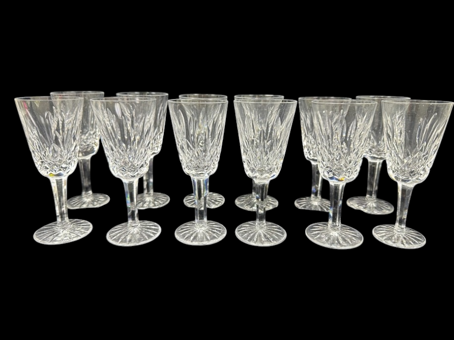 Set of (12) Waterford Lismore Crystal Sherry Wine Glasses 5 1/8'H