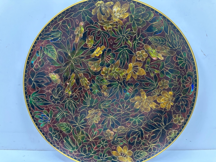 Vintage Chinese Cloisonné Floral Covered Bowl 10'W x 6'H And 9' Plate [Photo 11]