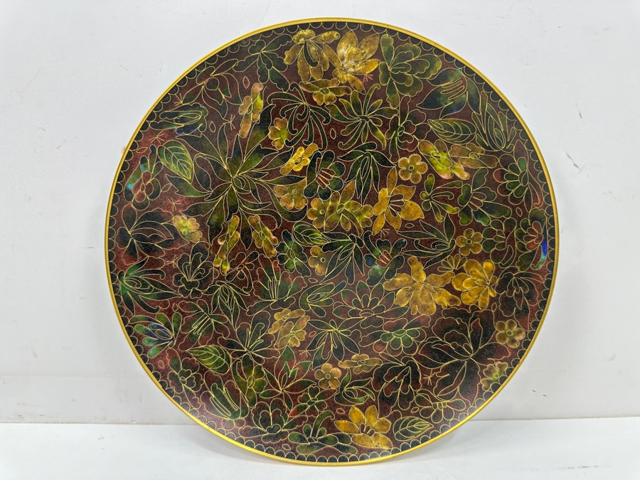 Vintage Chinese Cloisonné Floral Covered Bowl 10'W x 6'H And 9' Plate [Photo 10]