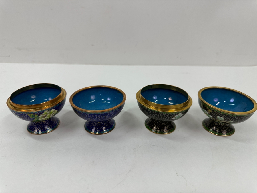 Pair Of Vintage Chinese Cloisonné Lidded Trinket Boxes 3'H [Photo 4]