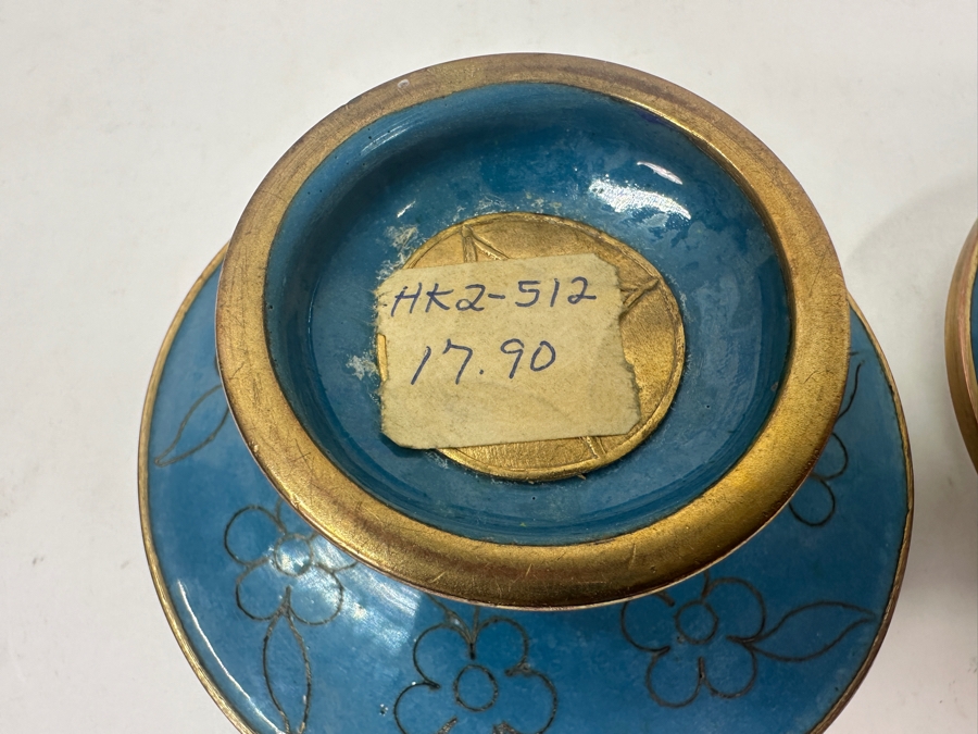 Pair Of Chinese Cloisonné Candle Holders 2.5'H [Photo 8]