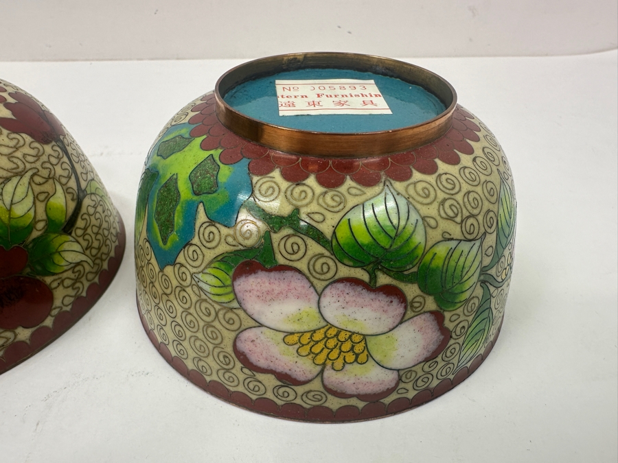 Two Vintage Cloisonné Bowls With Floral Designs 4.5'W x 2.25'H [Photo 7]