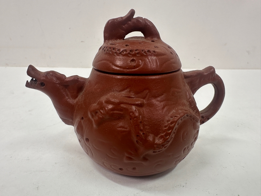 Vintage Chinese Yixing Zisha (Purple Sand) Clay Dragon Teapot 3'H
 [Photo 4]