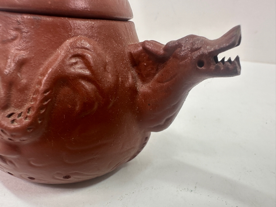 Vintage Chinese Yixing Zisha (Purple Sand) Clay Dragon Teapot 3'H
 [Photo 3]