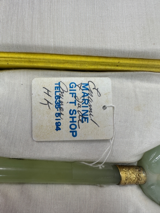 Vintage Chinese Hand Mirror with Repoussé Enamel Dragon Design and Carved Jade Handle  [Photo 8]