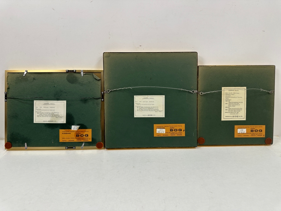 Set Of (3) Framed, Limited-Edition Hand Signed Japanese Woodblock Prints By Artist Kunio Kaneko (b. 1949)
 [Photo 13]