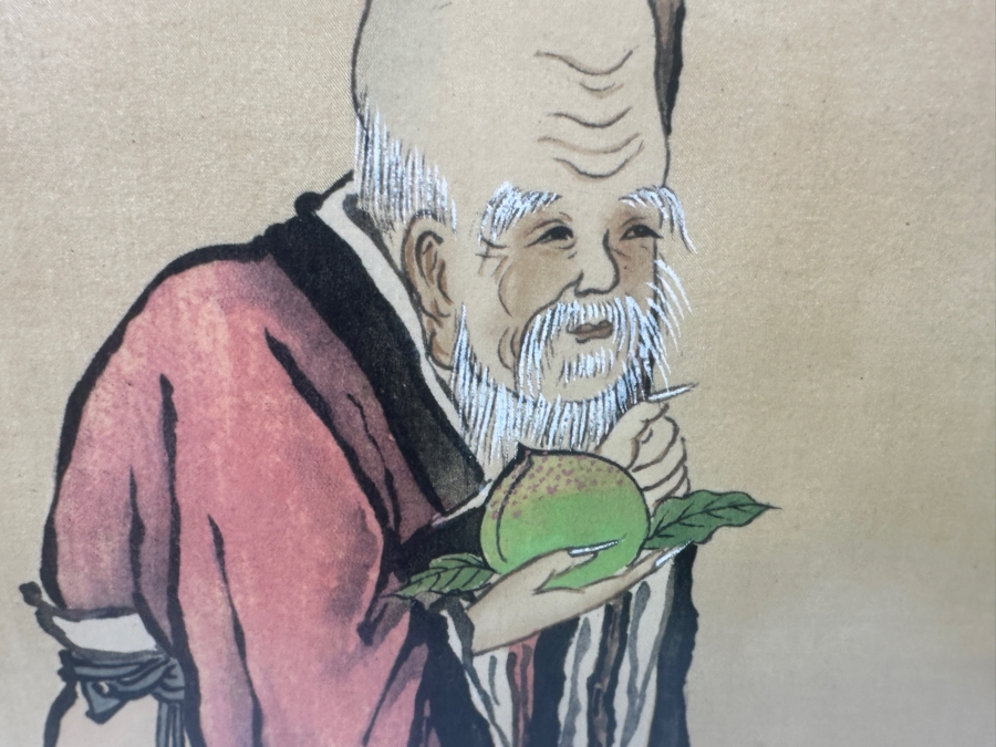 Asian Hand-Painted Hanging Scroll / Kakejiku, Depicting Daruma 14'W x 33'H
 [Photo 6]