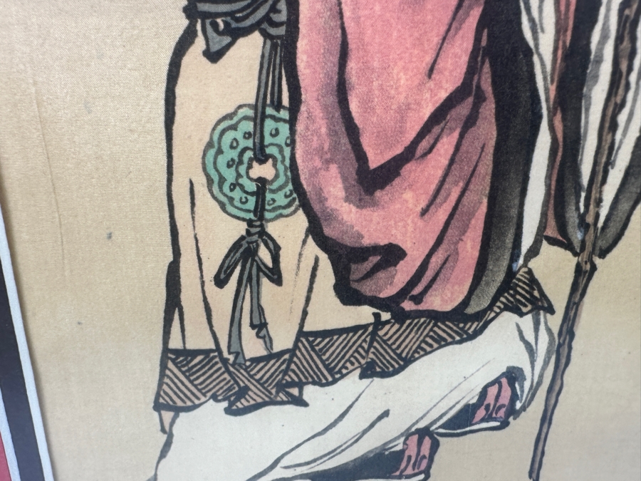 Asian Hand-Painted Hanging Scroll / Kakejiku, Depicting Daruma 14'W x 33'H
 [Photo 9]