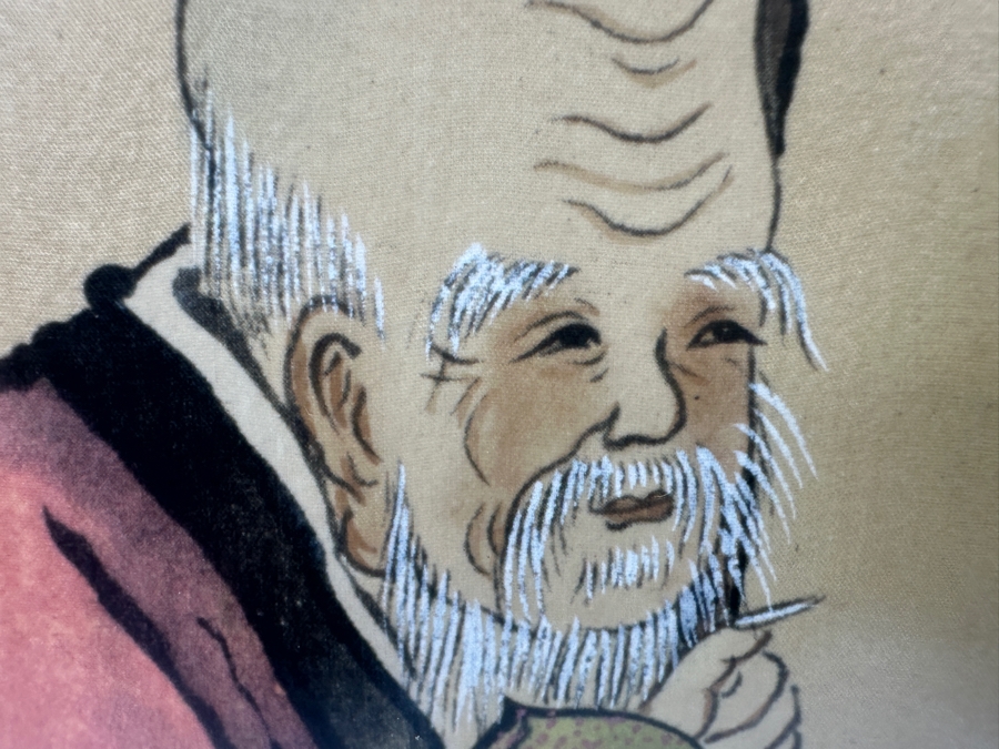 Asian Hand-Painted Hanging Scroll / Kakejiku, Depicting Daruma 14'W x 33'H
 [Photo 7]