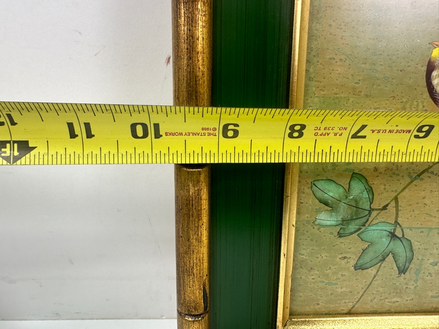 Vintage Asian Original Painting Of Bird and Flowers with Bamboo Frame Signed 10'W x 16'H [Photo 12]