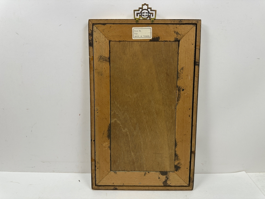 Vintage Asian Original Painting Of White Wisteria Branch and Blue Butterfly with Bamboo Frame Signed 10'W x 16'H [Photo 10]