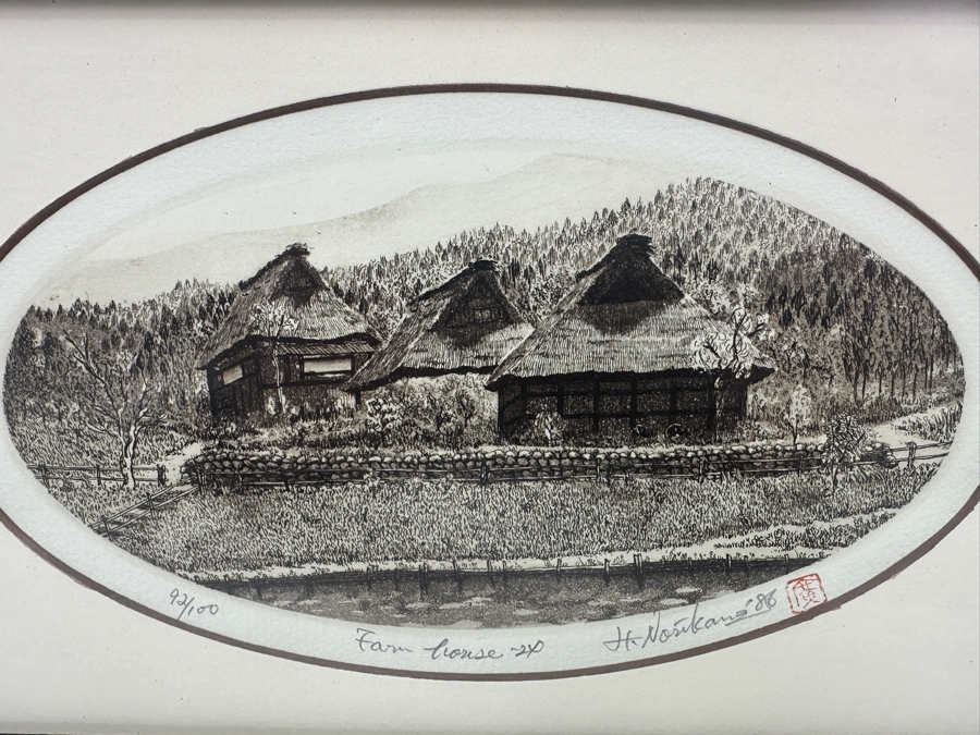 Etching Titled 'Farm House 20' By Japanese Artist Hiroto Norikane (b. 1949) Limited Edition 92/100  10'W x 6'H [Photo 3]