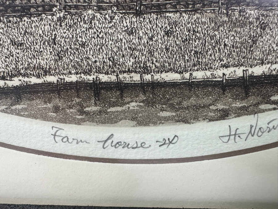 Etching Titled 'Farm House 20' By Japanese Artist Hiroto Norikane (b. 1949) Limited Edition 92/100  10'W x 6'H [Photo 7]