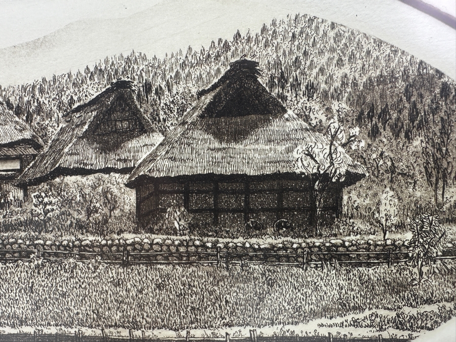 Etching Titled 'Farm House 20' By Japanese Artist Hiroto Norikane (b. 1949) Limited Edition 92/100  10'W x 6'H [Photo 5]
