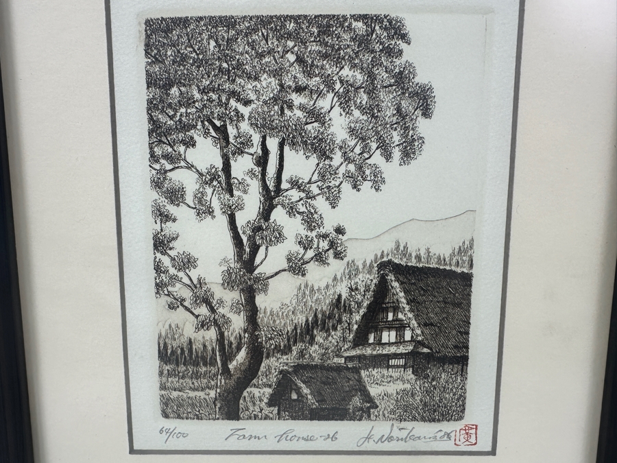 Etching Titled 'Farm House 26' By Japanese Artist Hiroto Norikane (b. 1949) Limited Edition 64/100 9.5'W x 7.5'H [Photo 3]