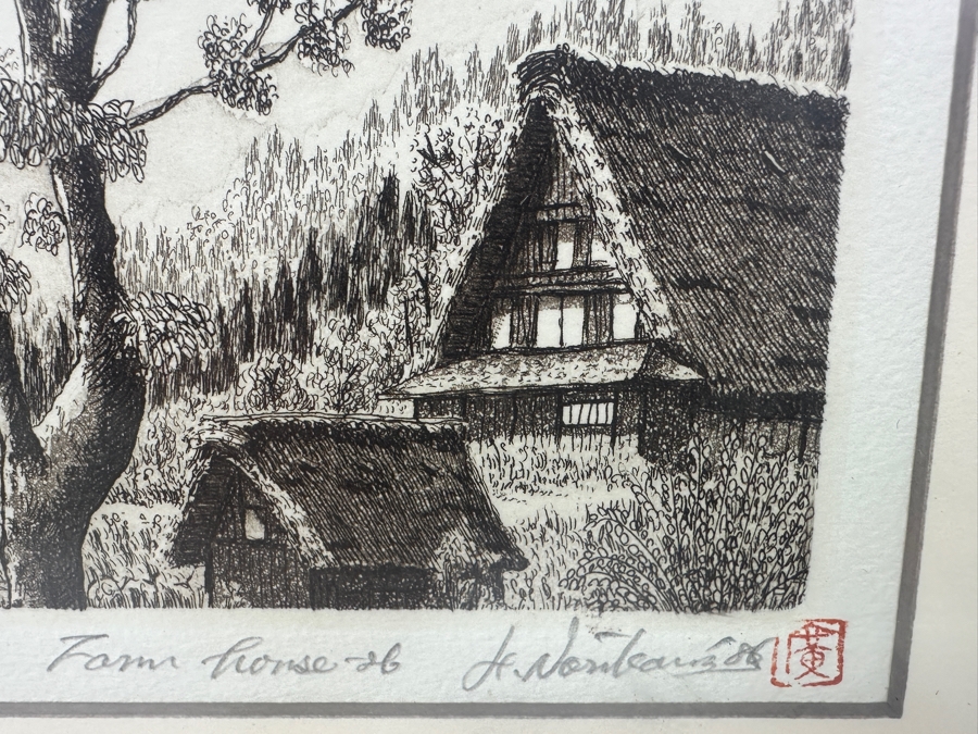 Etching Titled 'Farm House 26' By Japanese Artist Hiroto Norikane (b. 1949) Limited Edition 64/100 9.5'W x 7.5'H [Photo 5]