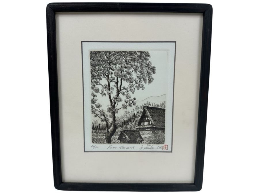 Etching Titled 'Farm House 26' By Japanese Artist Hiroto Norikane (b. 1949) Limited Edition 64/100 9.5'W x 7.5'H [Photo 2]