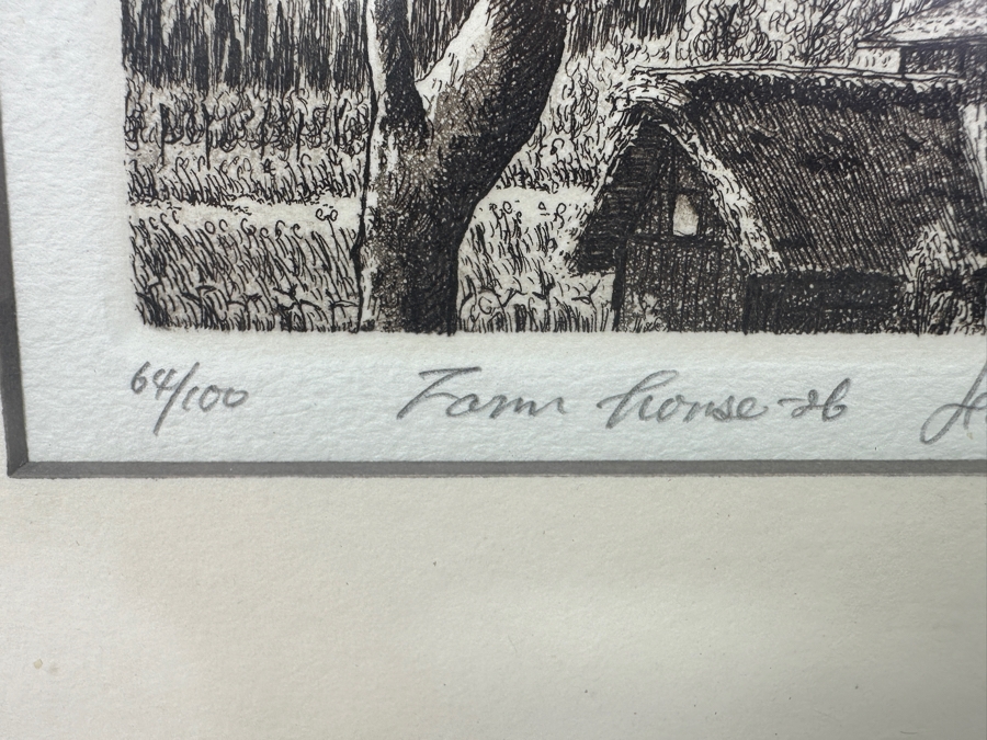 Etching Titled 'Farm House 26' By Japanese Artist Hiroto Norikane (b. 1949) Limited Edition 64/100 9.5'W x 7.5'H [Photo 7]