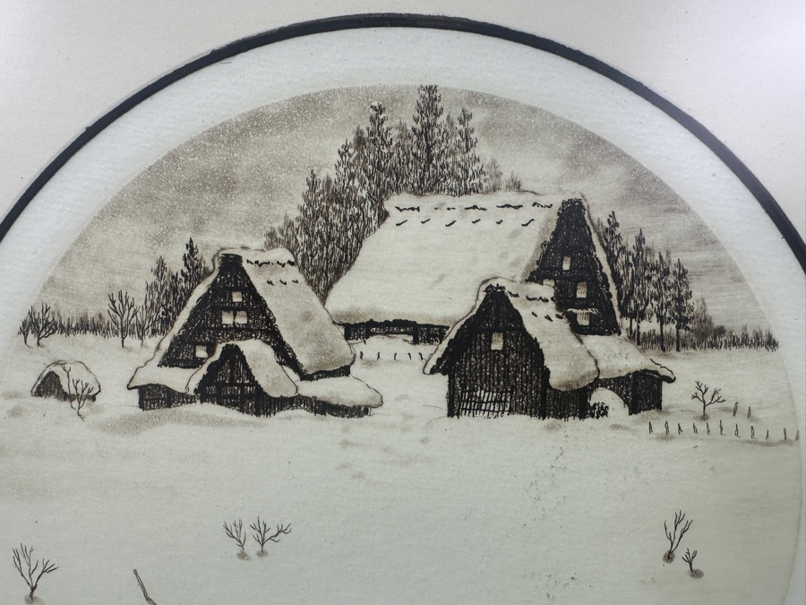 Etching Titled 'Farm House 30' By Japanese Artist Hiroto Norikane (b. 1949) Limited Edition 6/100 8.5'W x 8.5'H [Photo 3]