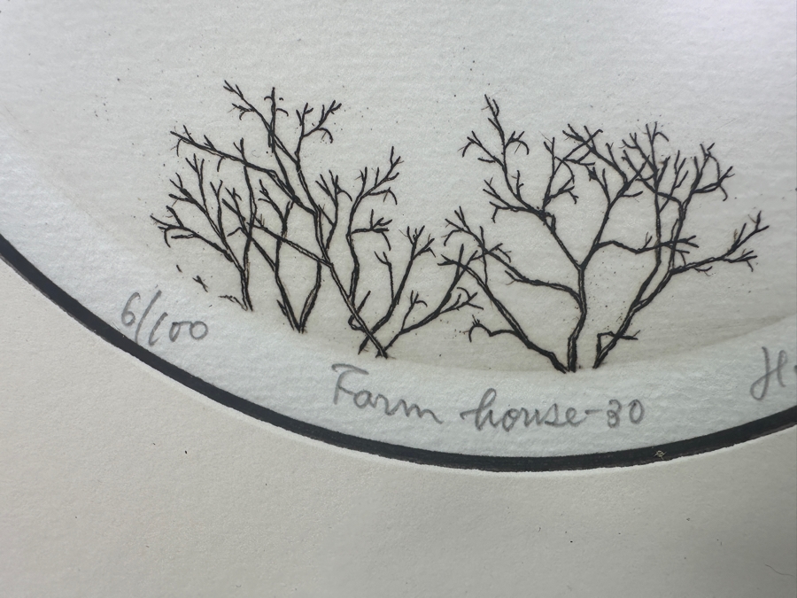 Etching Titled 'Farm House 30' By Japanese Artist Hiroto Norikane (b. 1949) Limited Edition 6/100 8.5'W x 8.5'H [Photo 6]