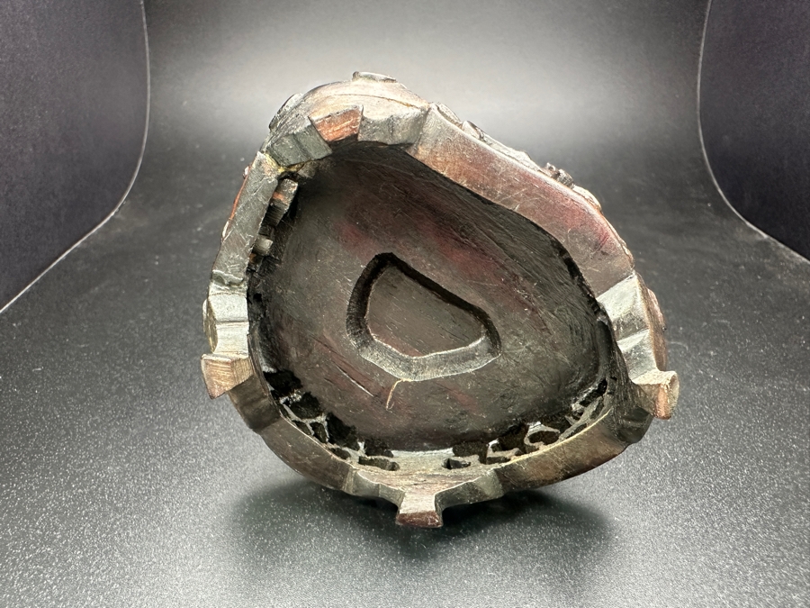 Vintage Hand-Carved Chinese Translucent Jadeite Statue Of Guanyin Holding A Flower on Wooden Base 8.5'H [Photo 16]