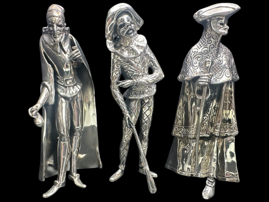 Three Metal Commedia Dell'Arte Figures 5.5'H