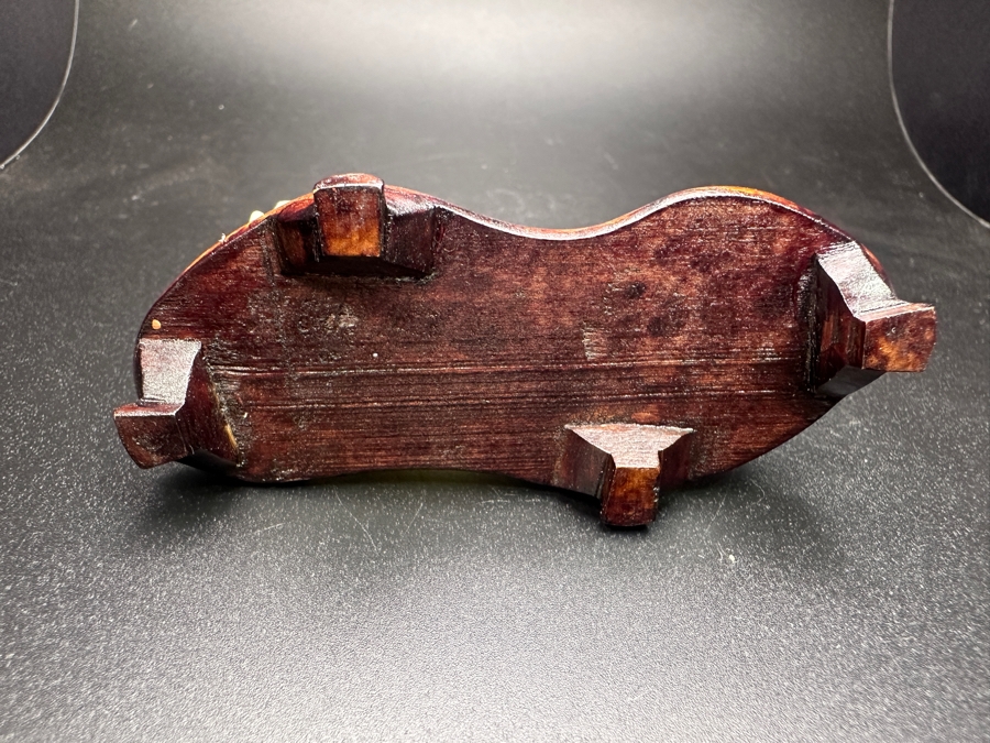 Vintage Chinese Hand Carved Serpentine Jade Dragon Zodiac Sculpture On Wooden Base 3'H [Photo 9]