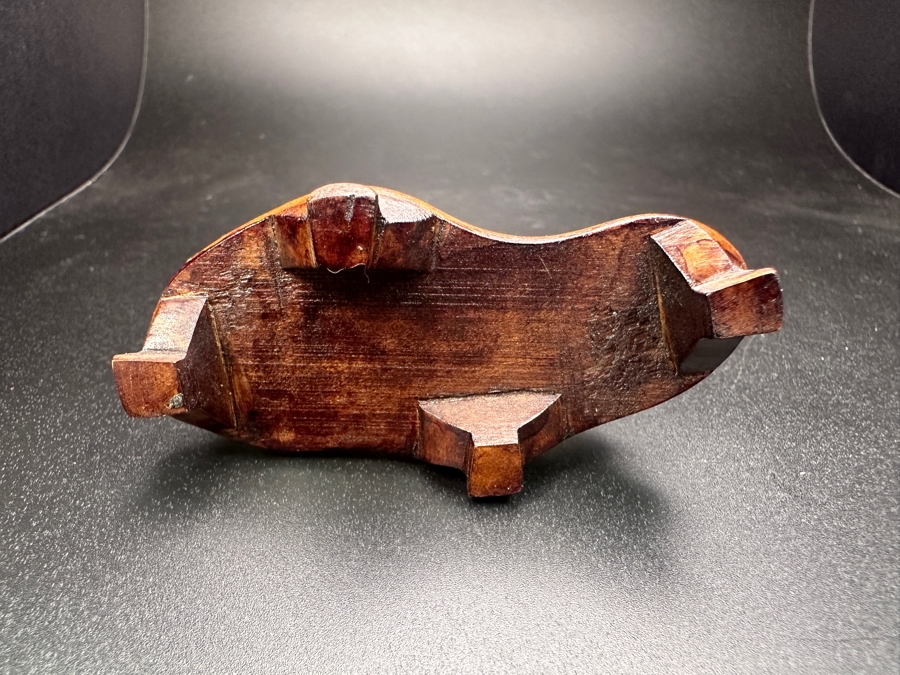 Vintage Chinese Hand Carved Pale Green Jade Goat Zodiac Figurine on Wooden Stand 2.5'H [Photo 6]