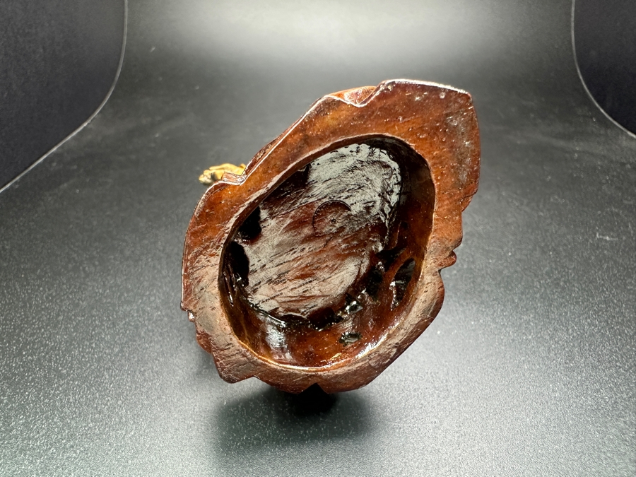 Vintage Chinese Hand-Carved Tiger's Eye Figure Of Guanyin On Wooden Base 4.5'H
 [Photo 9]