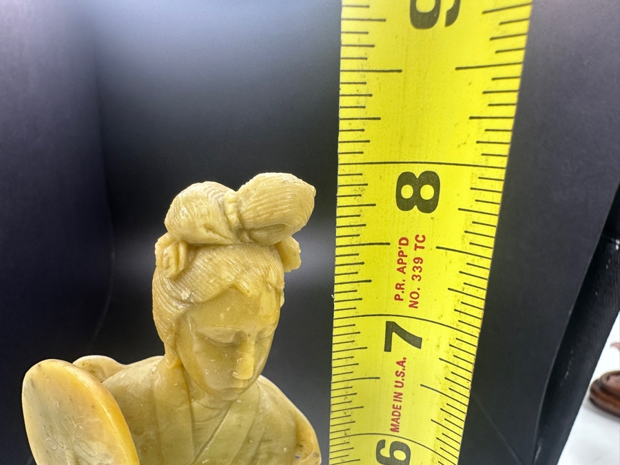 Vintage Chinese Carved Soapstone Figure Of Guanyin On Stone Base 8'H
 [Photo 8]