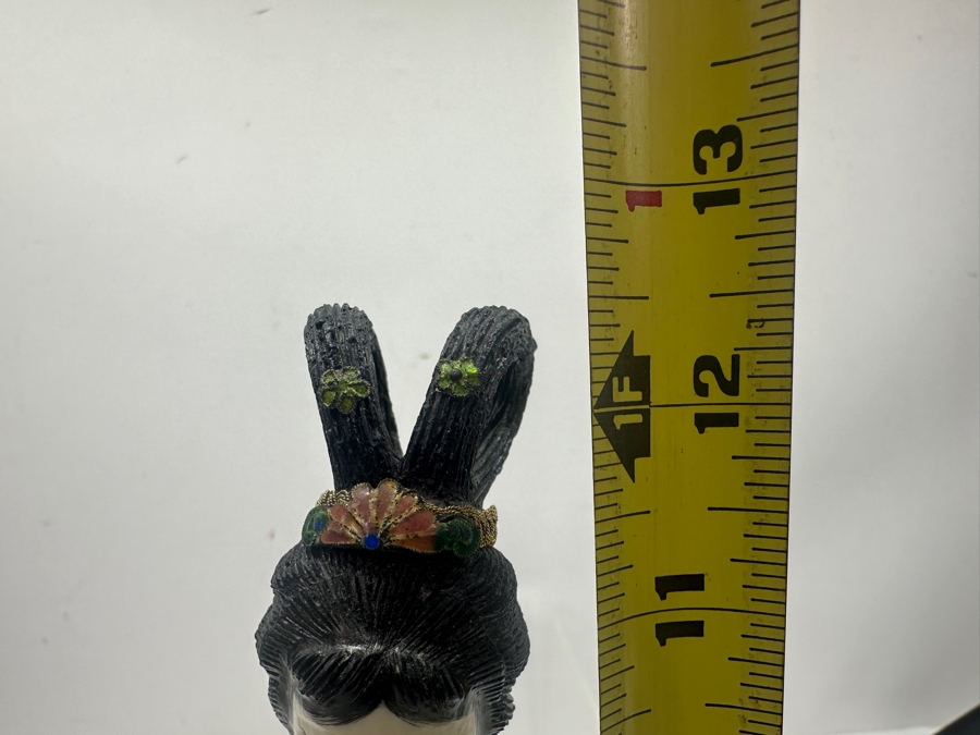 Vintage Chinese Cloisonné Figurine Of A Standing Woman Holding Scroll With Hand Carved Face And Hands 12.5'H [Photo 14]